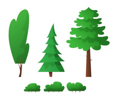 Ağaç izole karikatür. düz