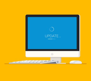 Vektör düz bilgisayar monitörü. güncelleştirme