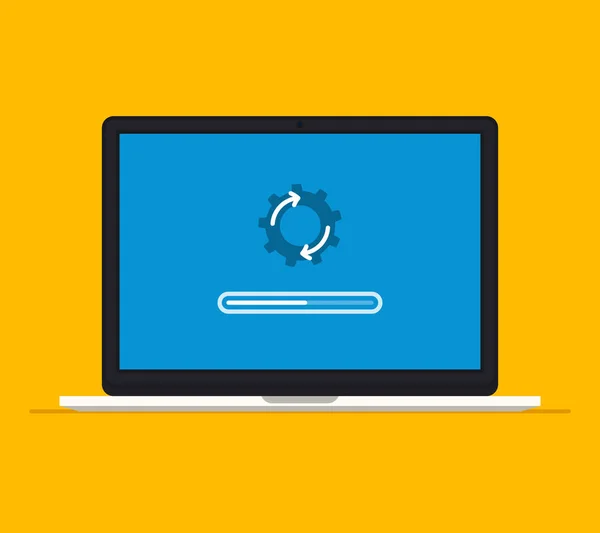 Dizüstü düz simgesi. Vektör çizim. Güncelleştirme