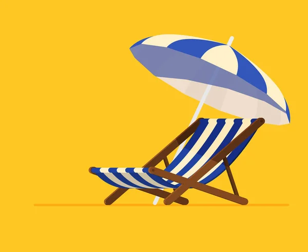 度假和旅游的概念。沙滩伞, 沙滩椅. — 图库矢量图片
