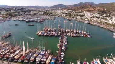 Marina hava yat iş tekne liman lüks turizm sahil seyahat dron vurdu Bodrum Mugla, Türkiye