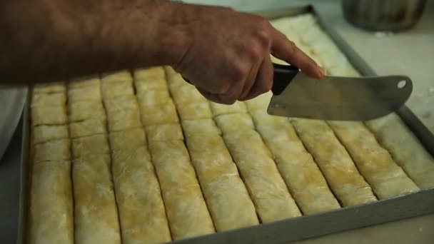 Fabricación de baklava, casera — Vídeo de stock