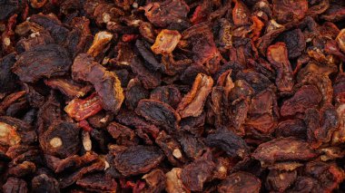 Kurutulmuş domates çiftçi pazar içinde. Doku arka plan.