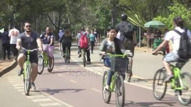 Sao Paulo, Brezilya - Ağustos 2017: İnsanların Ibirapuera Park Sao Paulo, Brezilya için sıcak güneşli bir gün zevk.