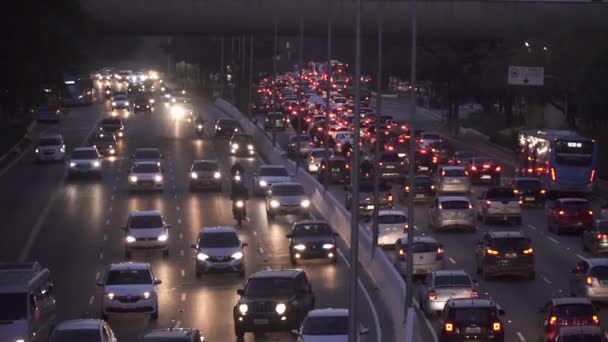 Сао Пауло Бразиль Августа 2017 Час Пик Переполненное Оживленное Движение — стоковое видео