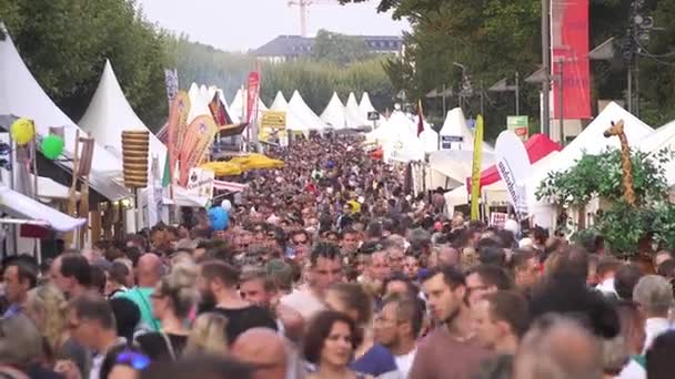 Frankfurt Alemanha Agosto 2017 Multidão Pessoas Andando Festival Rua Beira — Vídeo de Stock