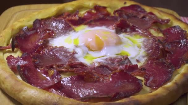 Turco Árabe Tradicional Cozido Ramadã Food Pide Pizza Ingredientes Com — Vídeo de Stock