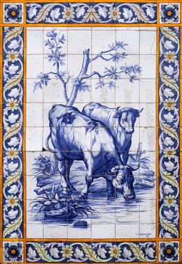 Lisbon, Portekiz - Ekim, 13: eski mavi azulejos resim