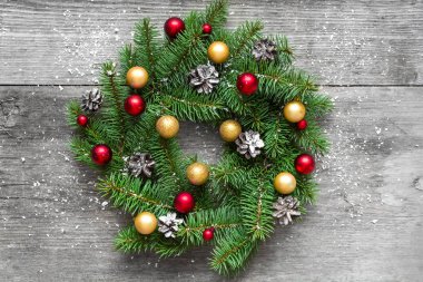 Noel çelenk rustik ahşap tablo