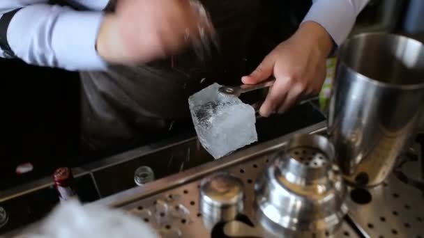 Barman prepara cóctel alcohólico en el bar — Vídeos de Stock