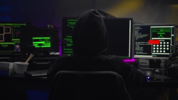 Una donna hacker hackerato un sistema — Video Stock
