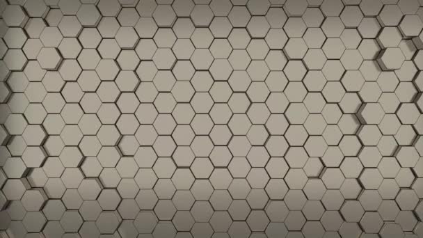 3D animation of a metal hexagon beehive — Stock Video