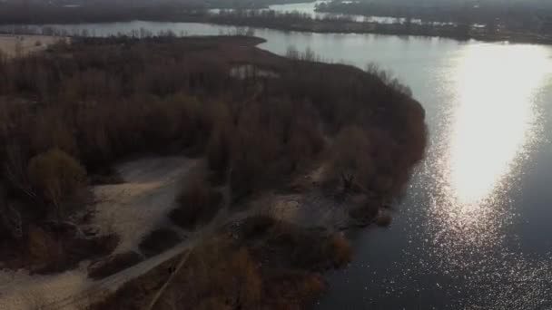 Vídeo Helicóptero Drone Vista Ilha Península Ponto Superior Uma Vista — Vídeo de Stock