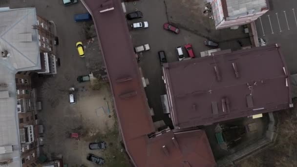 City Streets Top View Cityscape District Metropolis Courtyards Parked Cars — Stock Video