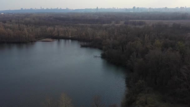 Vue Sur Paysage Nature Forêt Lac Rivière Horizon Dans Ville — Video