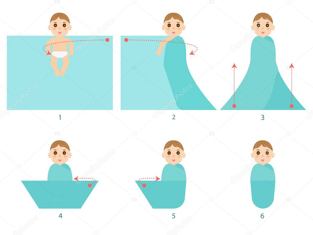 Cómo envolver a un bebé recién nacido Vector de stock por