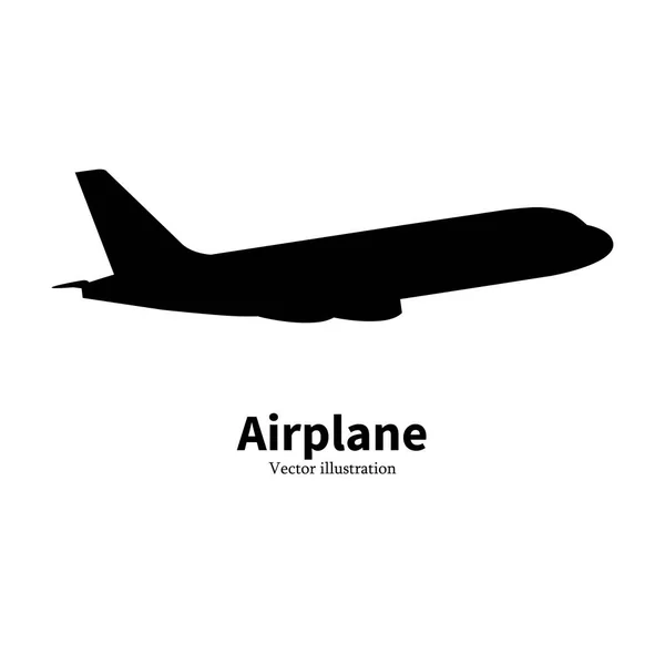 Vector black airplane silhouette air travel — Stock Vector