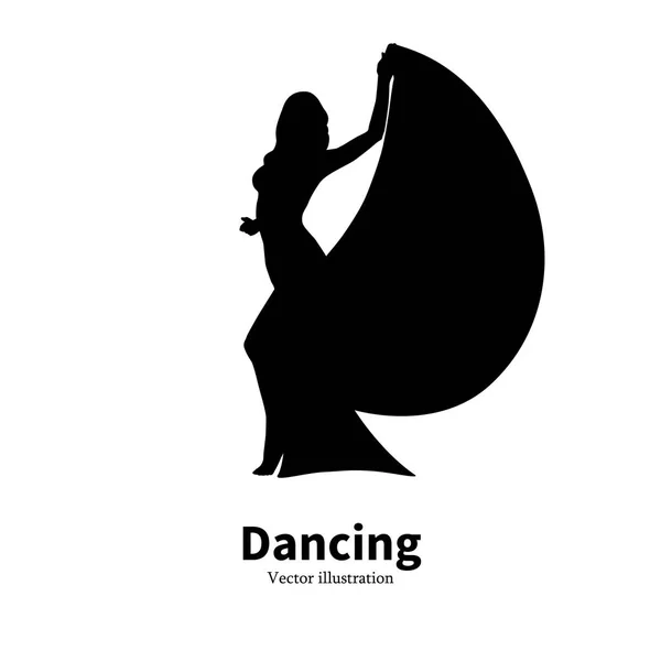 Una ballerina di silhouette. Ballerina Bollywood danza — Vettoriale Stock
