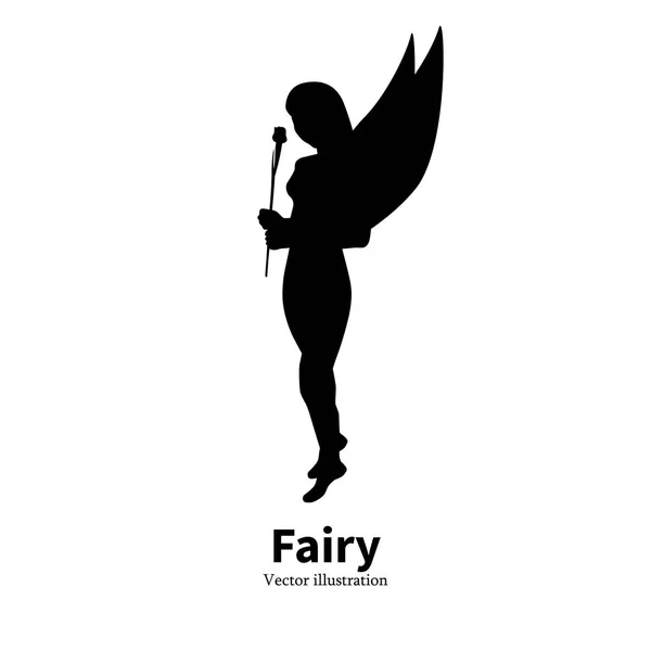 Logo icona fatata. Silhouette femminile pixy . — Vettoriale Stock