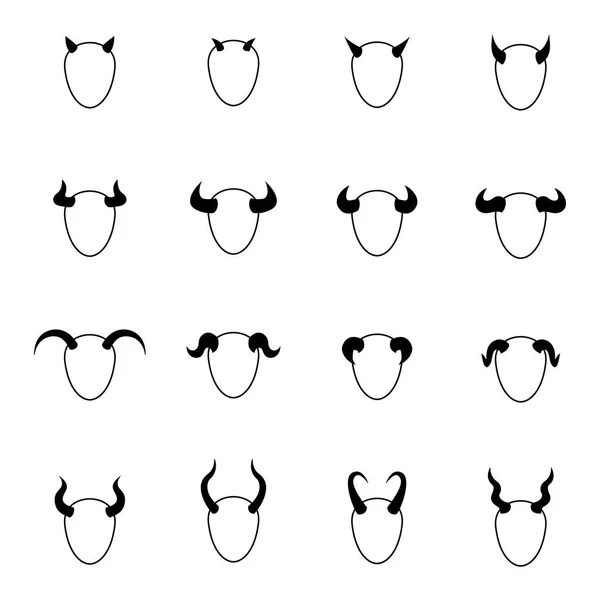 Illustration vectorielle grand ensemble icônes diable cornes — Image vectorielle