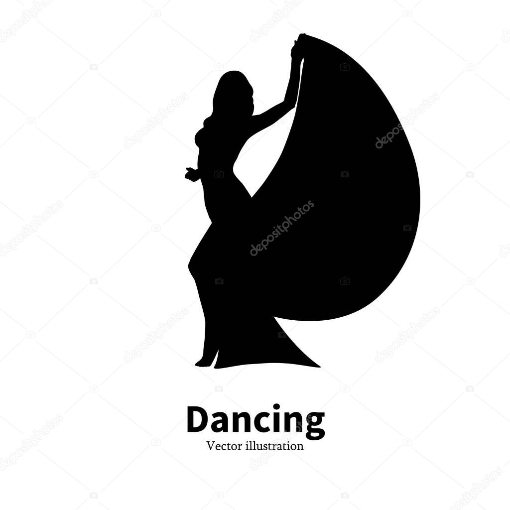 Silhouette dancing girl. Dancer Bollywood dance