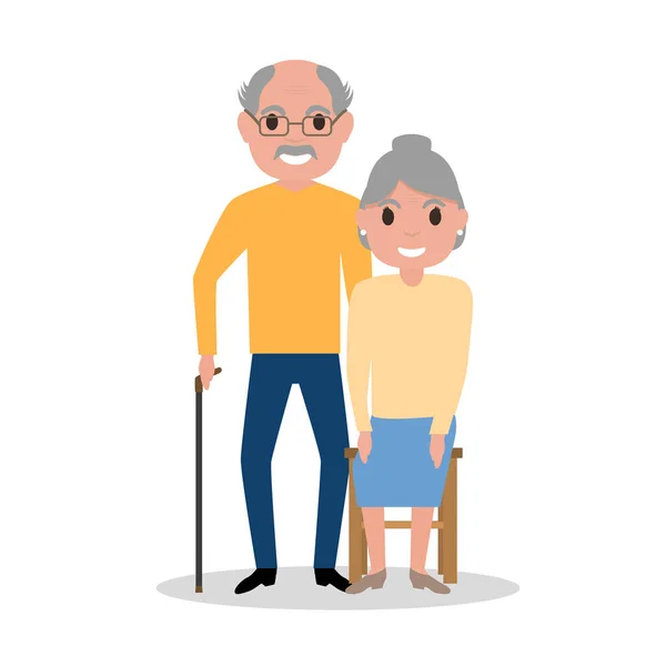 Vector elderly couple grandparents, aged people — Stock Vector