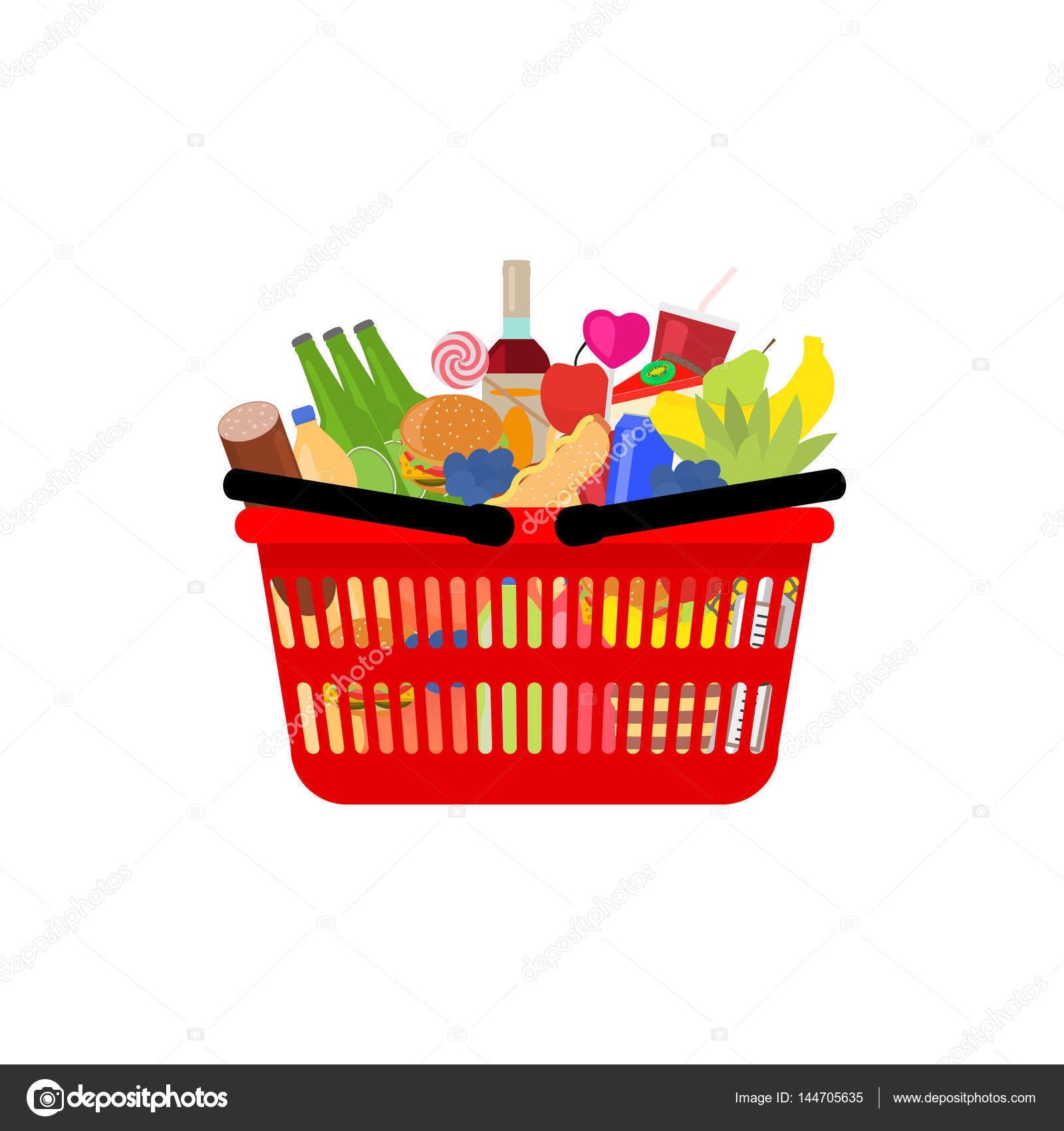 Basket market buy shop store design Royalty Free Vector