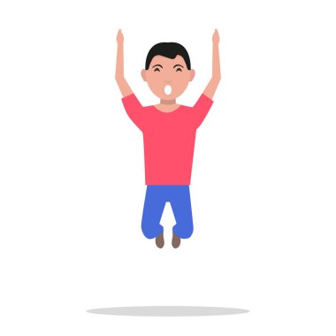 Vektör çizim karikatür adam mutluluk atlama