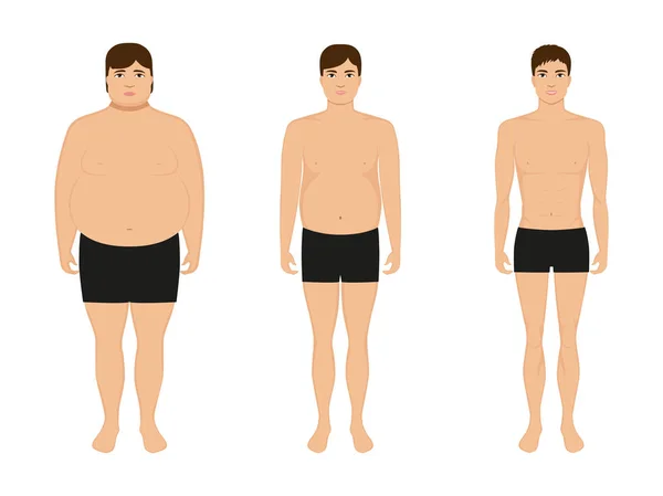 남자 체중 감량, 남자, 다이어트 후 바디 슬리밍 — 스톡 벡터