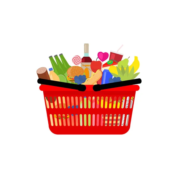 Full shopping basket market food and products Vector Image