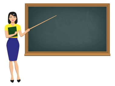 İşaretçi ayakta blackboard ile vektör öğretmen