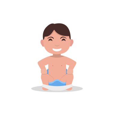 Vektör çizgi film küçük çocuk oturur bir çocuk potu