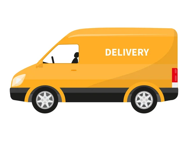 Vettore piatto icona cartone animato giallo consegna camion — Vettoriale Stock