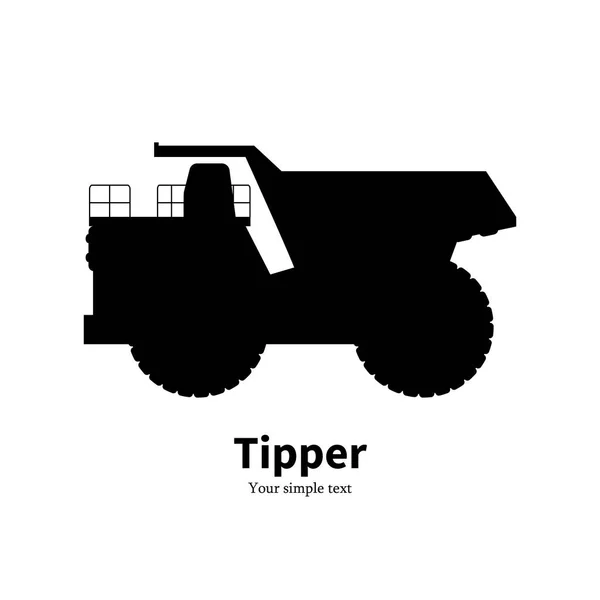 Ilustración vectorial camión volquete silueta negro — Vector de stock