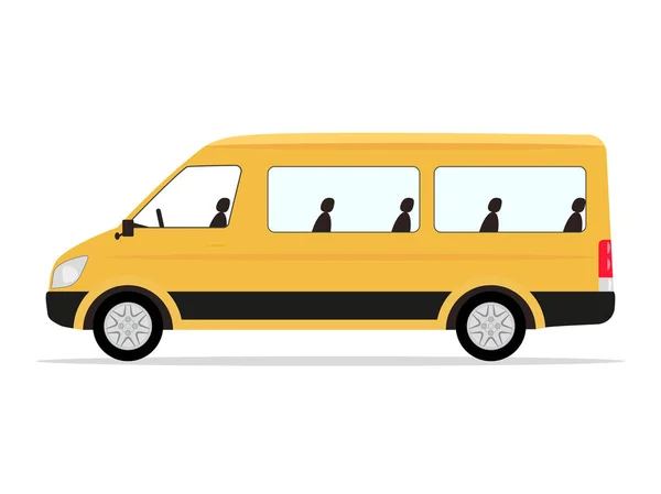 Vector desenhos animados passageiros minibus amarelo — Vetor de Stock