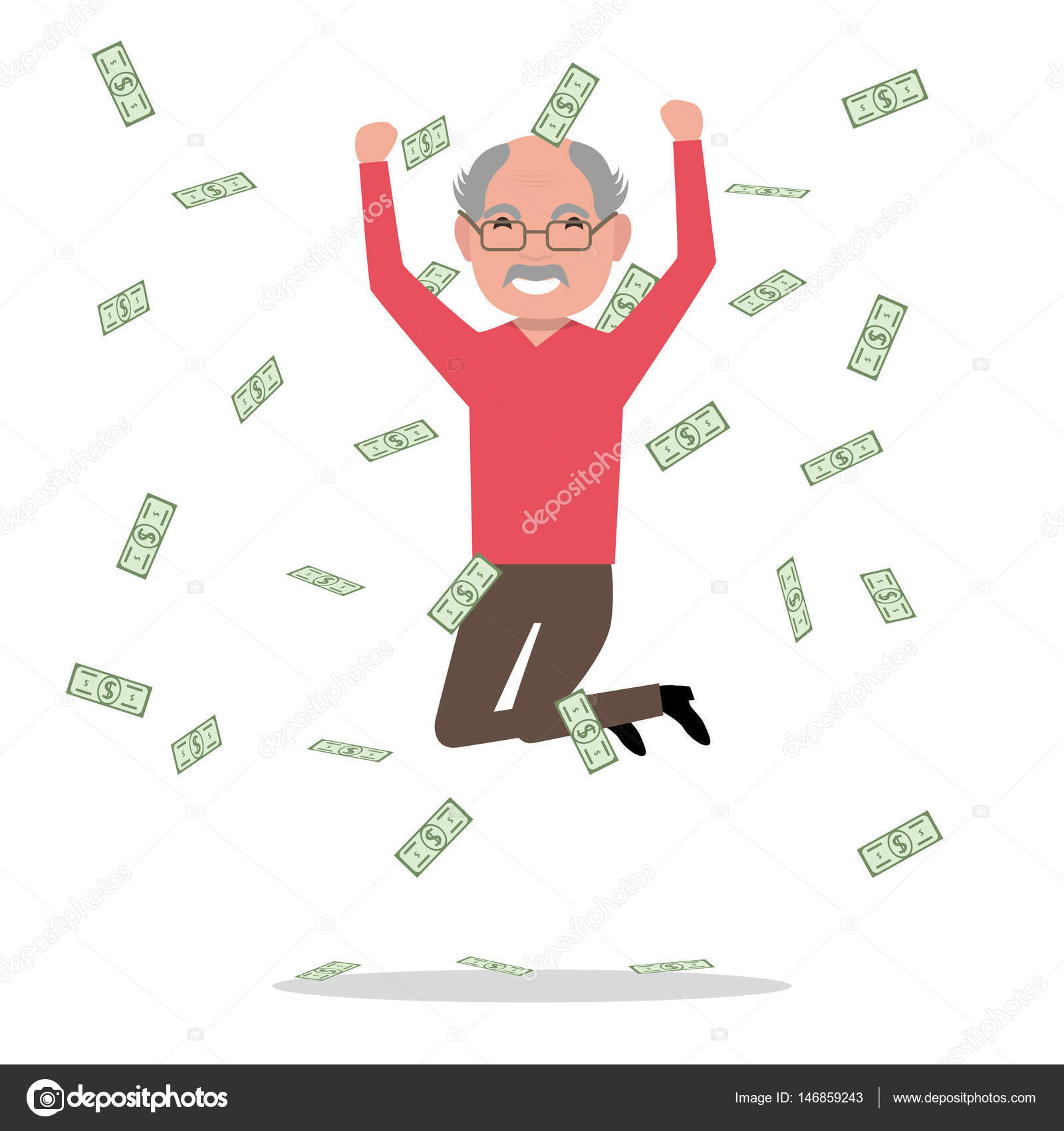 벡터 만화 할아버지 점프 떨어지는 돈 스톡 벡터 - ©jenyakot86.gmail.com 146859243, image size:1600x1700