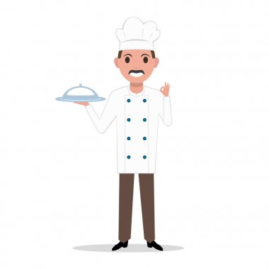 Vektör çizim karikatür şef aşçı adam