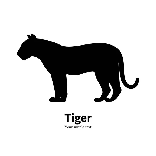 Ilustração vetorial da silhueta preta de um tigre — Vetor de Stock