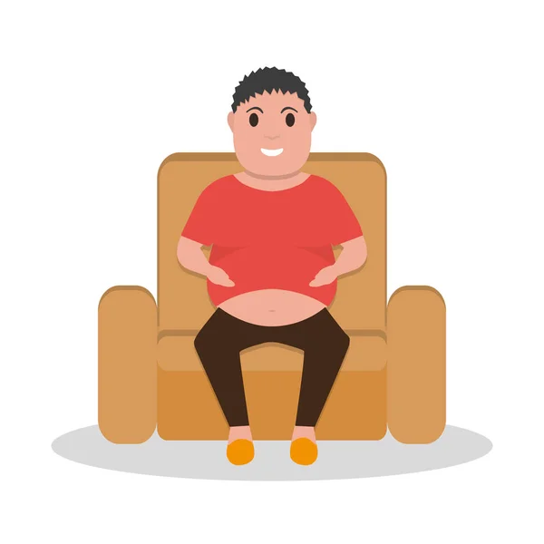 Vector de dibujos animados hombre gordo sentado en un sillón — Archivo Imágenes Vectoriales