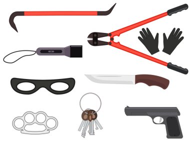 Vector set of objects elements of a thief tools clipart