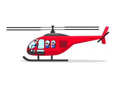 Vektör karikatür helikopter yolcu pilot ile