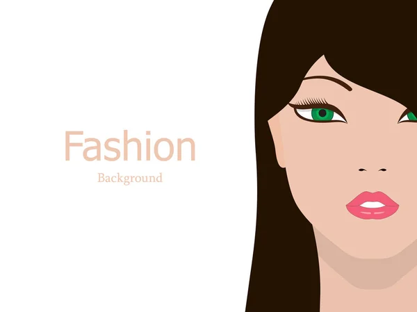 Vector fashion background beautiful girl face — Stock Vector