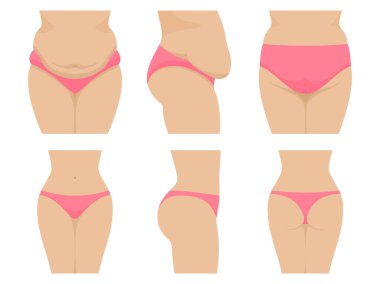 Kilo kaybettikten sonra daha önce kadın bel vektör ayarla