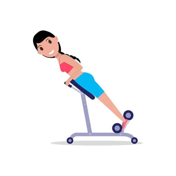 Vector girl swinging back training apparatus — Stock Vector