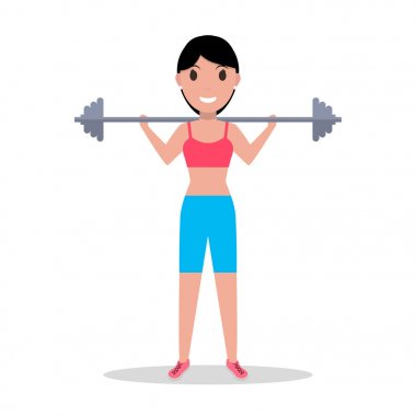 Vektör çizgi film kız ağır halter holding