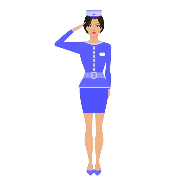 Vektor Cartoon Stewardess Mädchen in Uniform — Stockvektor