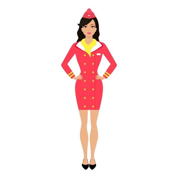 Vektor rajzfilm stewardess lány egységes — Stock Vector