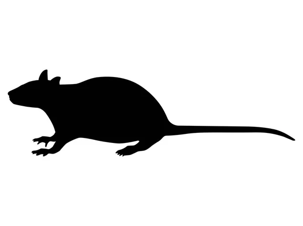 Ilustración vectorial de una rata silueta negra — Archivo Imágenes Vectoriales