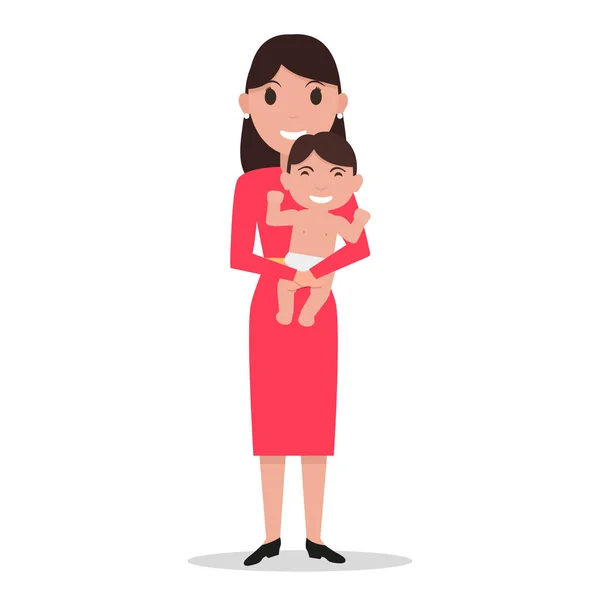 Vector de dibujos animados madre sola con un niño — Vector de stock