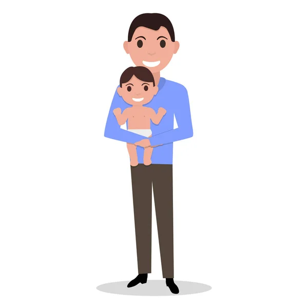 Vector de dibujos animados padre solo con un niño — Vector de stock